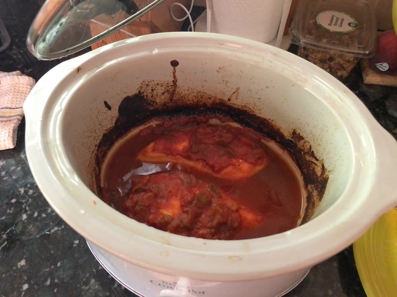 salsa and chicken in crockpot