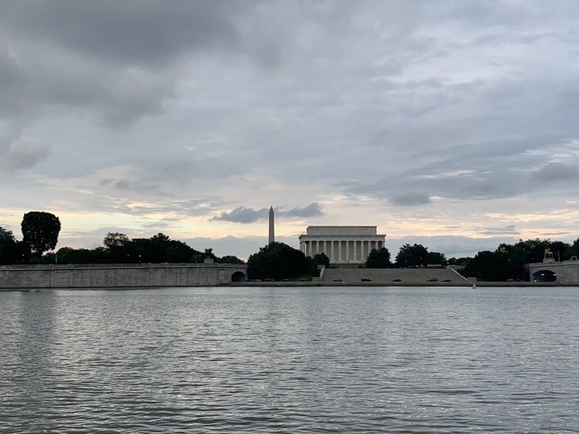 boat view of the monuments in DC
