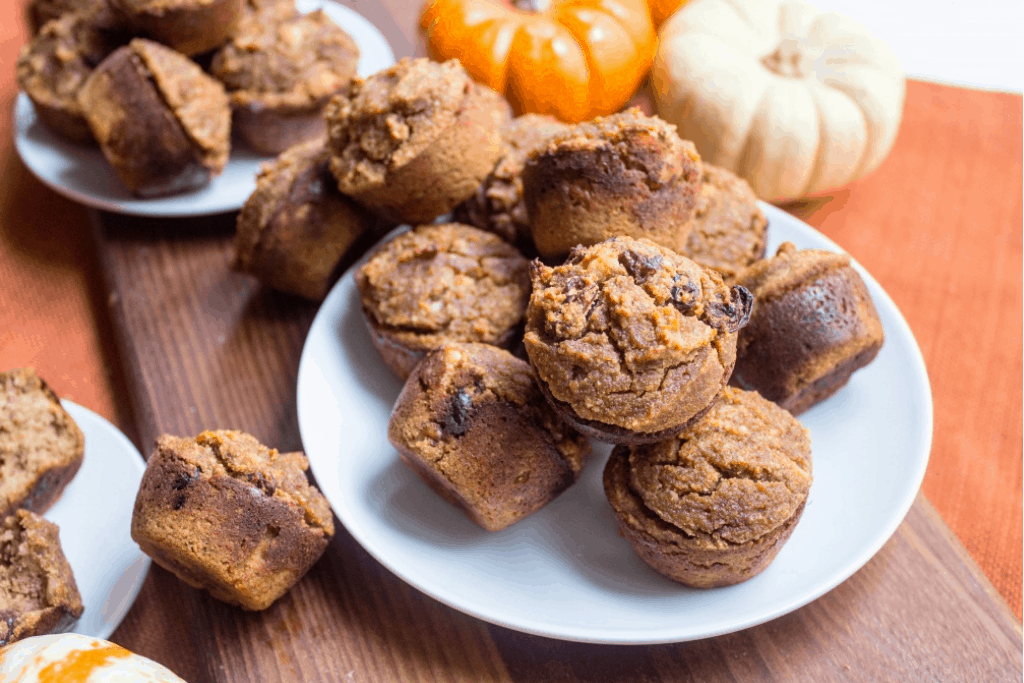 fall pumpkin snack muffins on a plate
