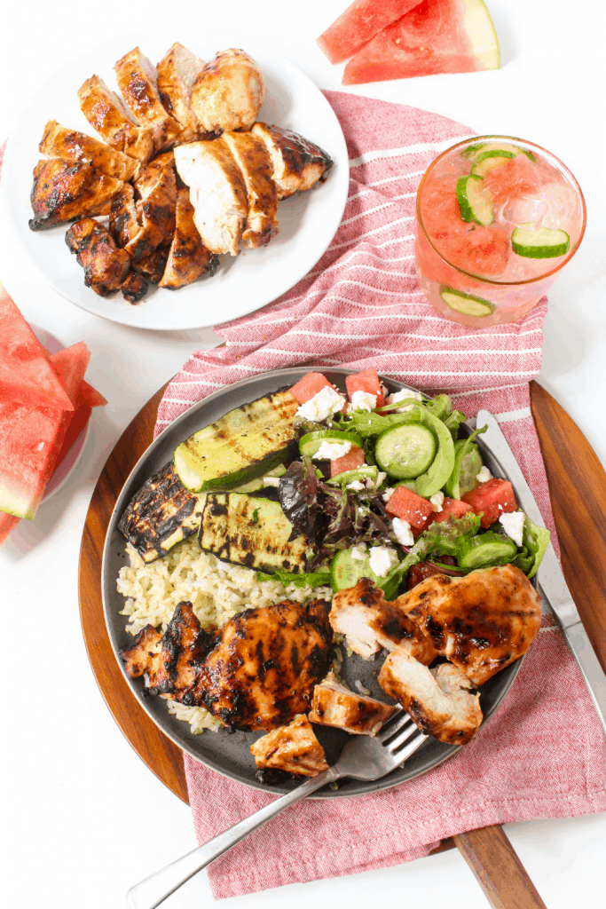 Watermelon Chicken with Balsamic Glaze