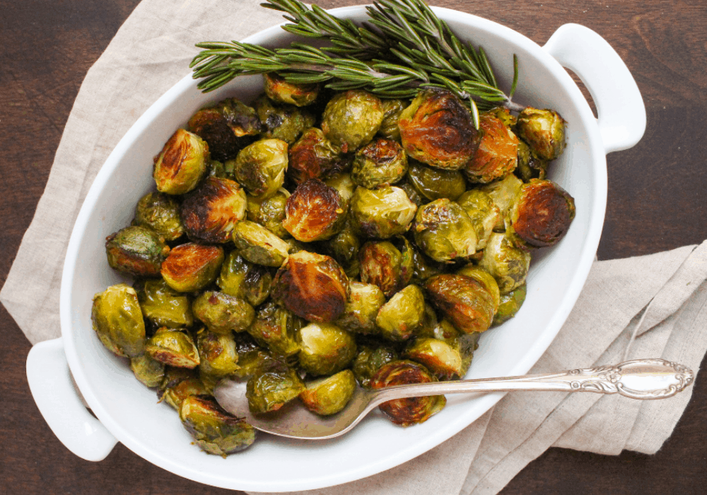 honey miso roasted brussels sprouts - healthy vegetable side dish