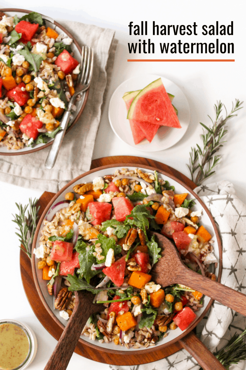 fall harvest salad with watermelon and butternut squash