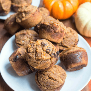 stack of pumpkin muffins on a plate