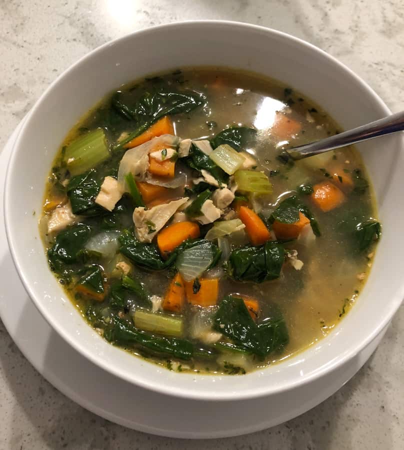 homemade chicken rice and veggie soup