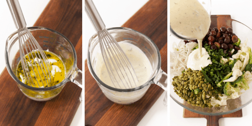 process steps for whisking homemade yogurt dressing