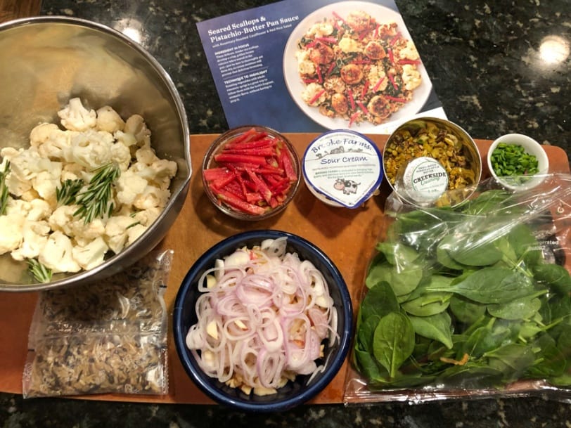 making a blue apron dinner