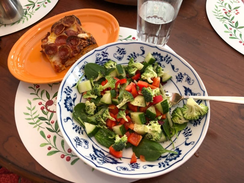 salad with pizza