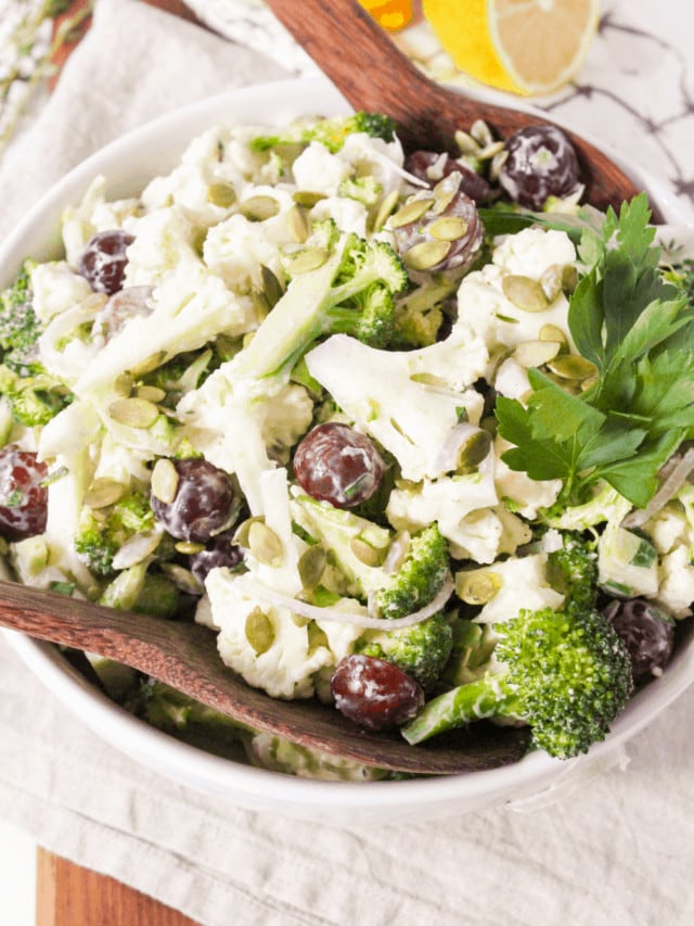 Healthy Cauliflower & Broccoli Salad Recipe food