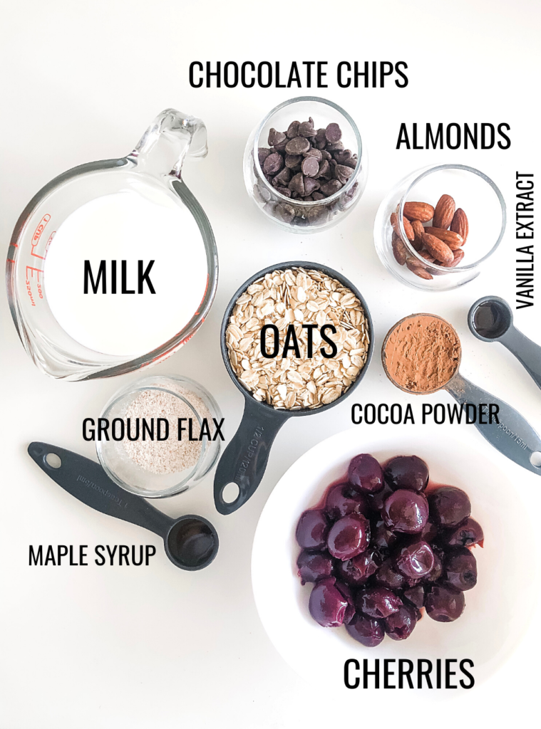 cherry chocolate overnight oats ingredients