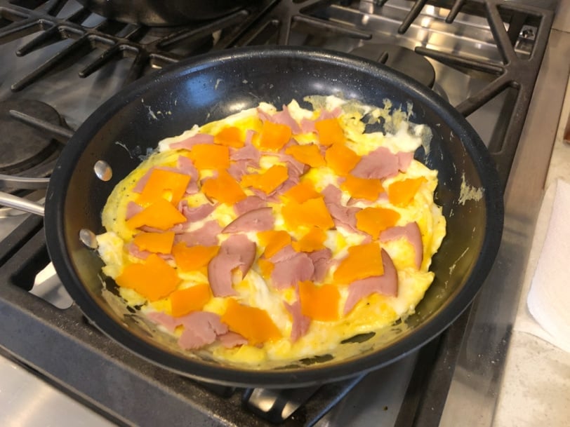 ham cheese omelette in the works