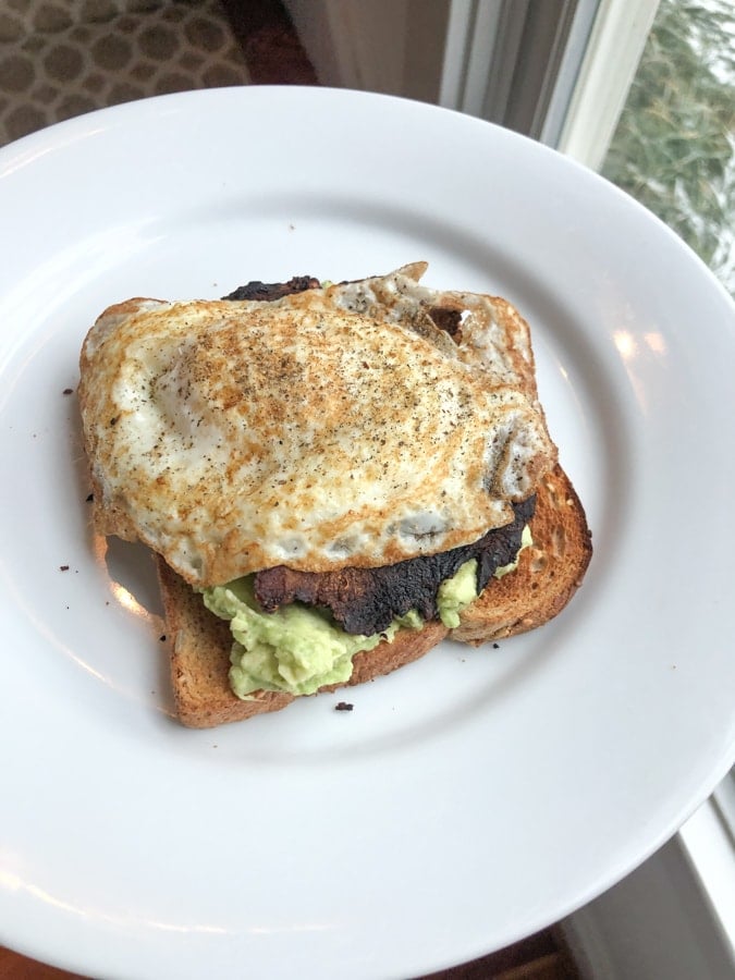 bacon egg and avocado on toast