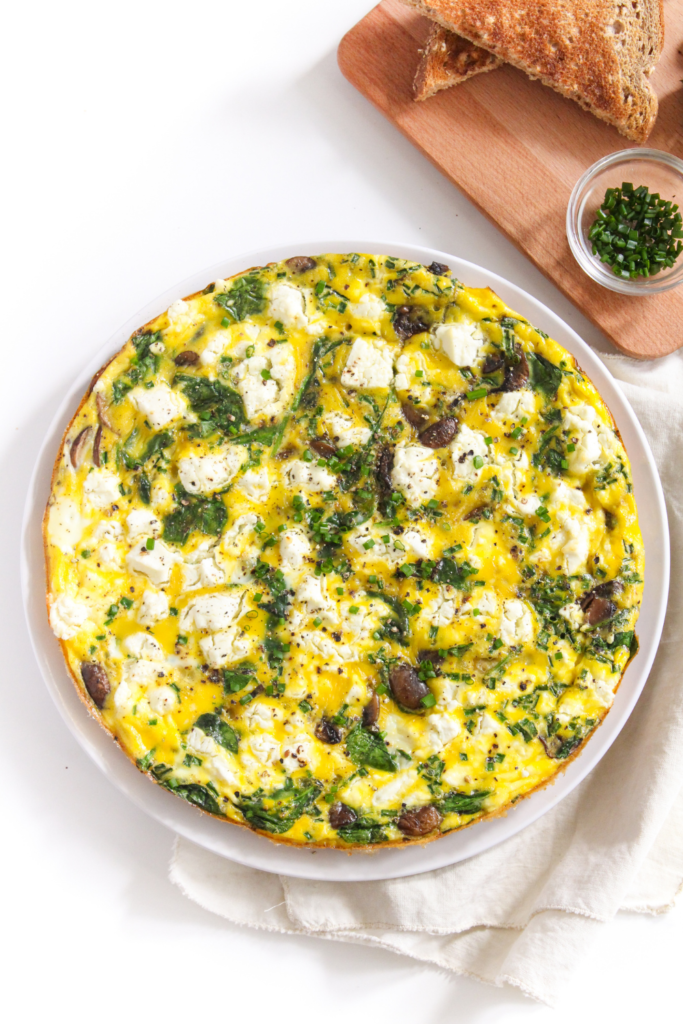 frittata with chives garnish