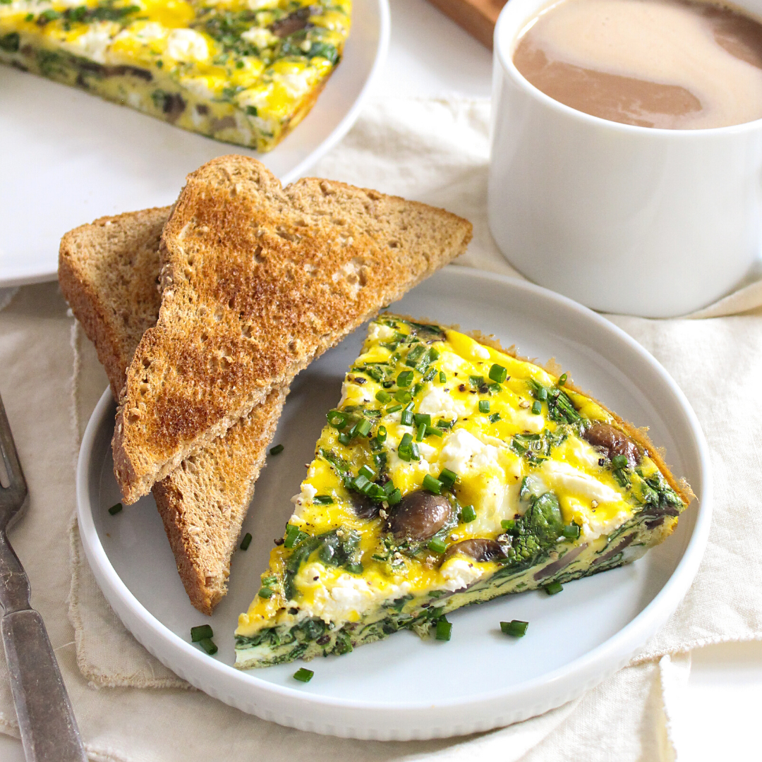 Goat Cheese Frittata with Spinach food