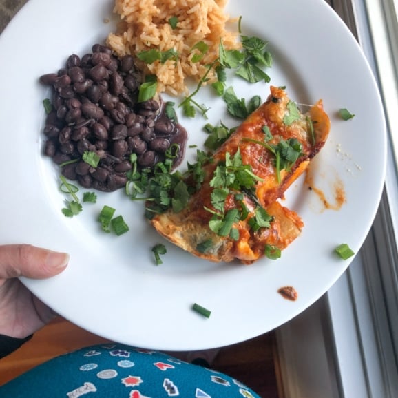 enchiladas plus rice and beans