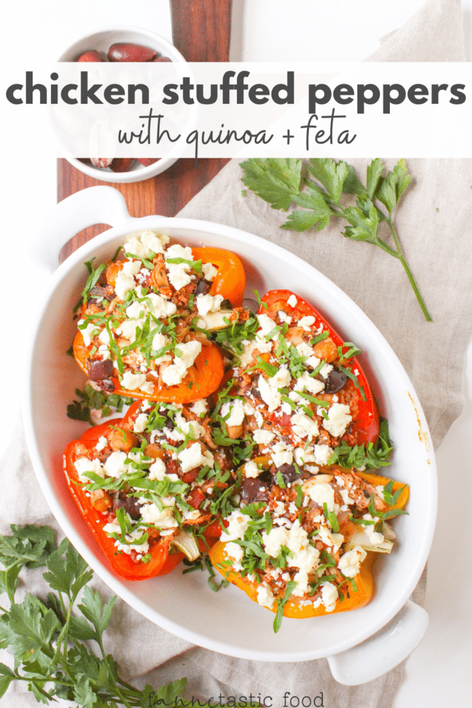 mediterranean chicken stuffed peppers with feta and quinoa