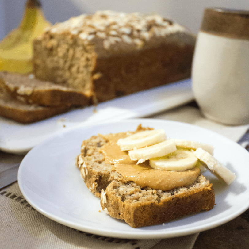 Healthy Peanut Butter Banana Bread (Whole Wheat)