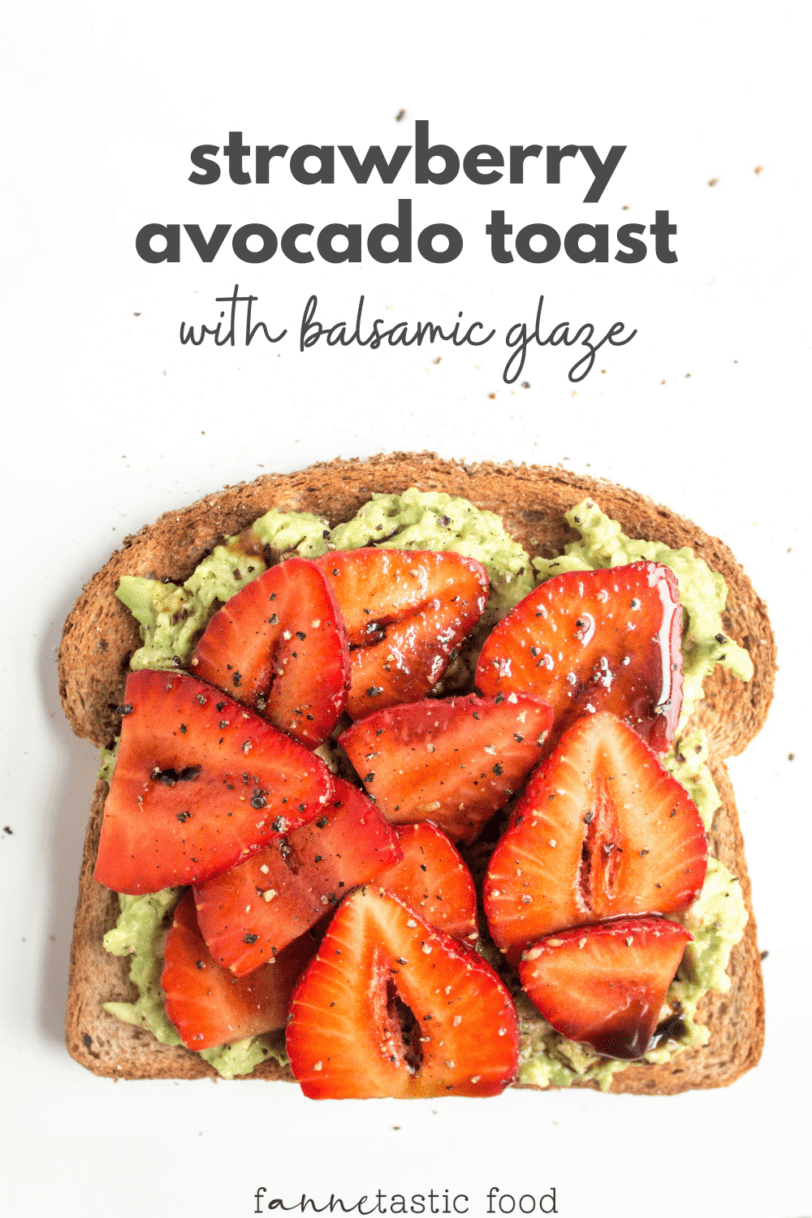 avocado strawberry toast with balsamic glaze