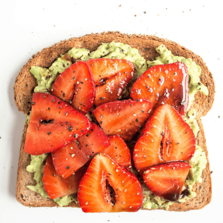 Avocado Strawberry Toast with Balsamic Glaze food