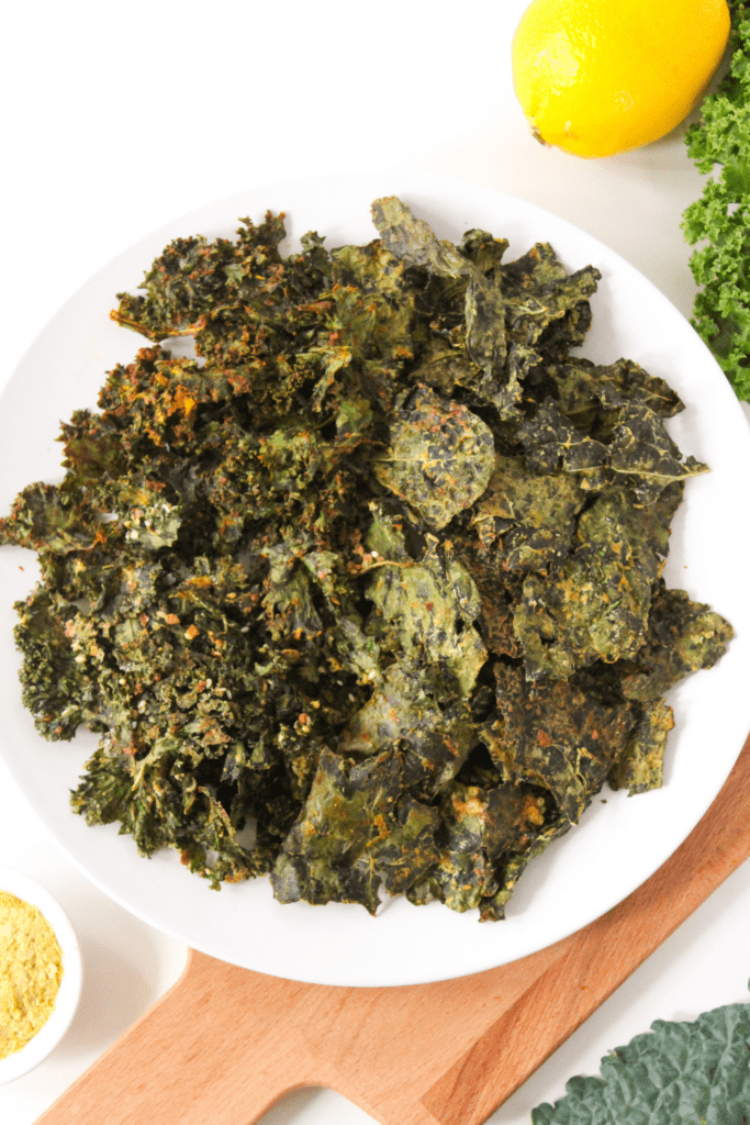 kale chips on a large plate