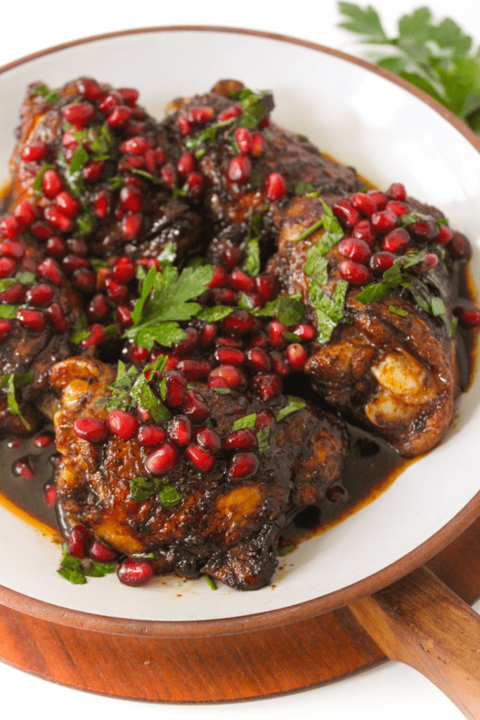 pomegranate pan seared chicken thighs