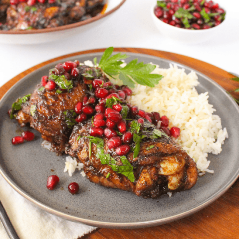 Pan Seared Chicken Thighs with Pomegranate Glaze