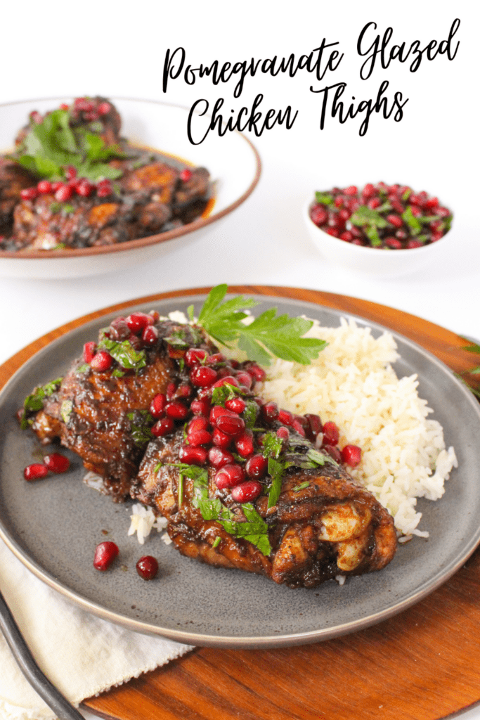 pan seared chicken thighs with pomegranate glaze