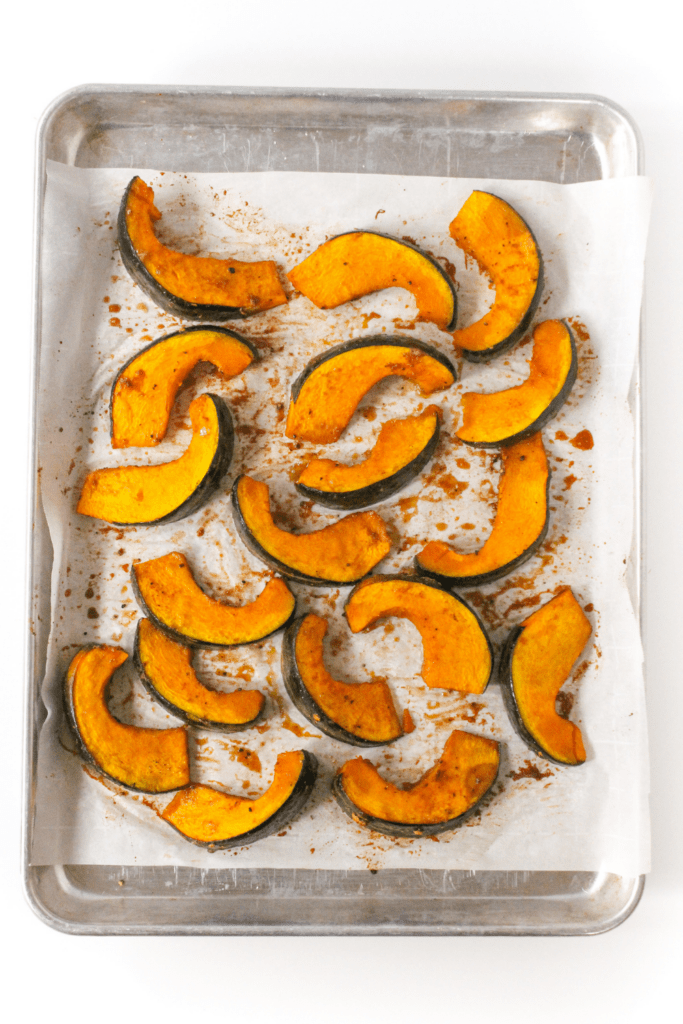 roasted squash on a sheet pan