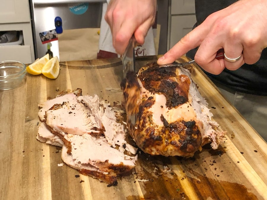 carving a turkey breast for friendsgiving