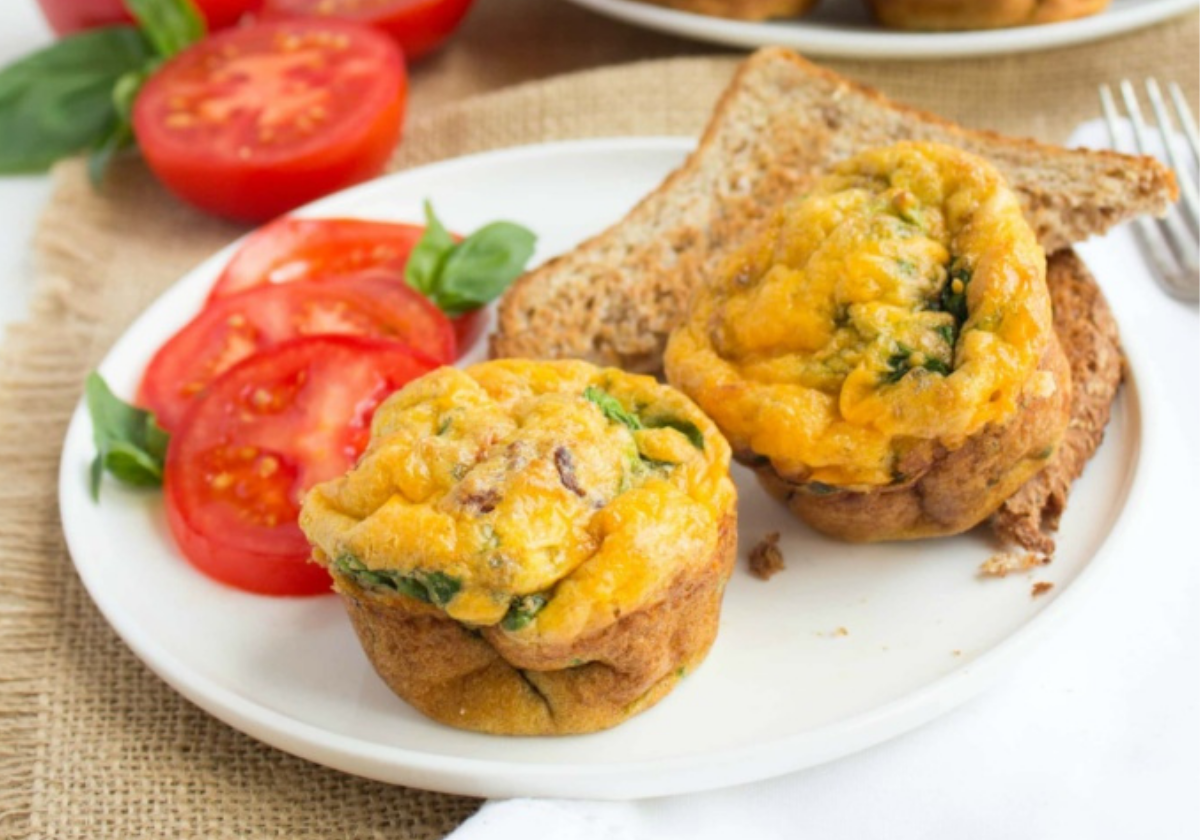 meal prep breakfast egg muffins on a plate with toast
