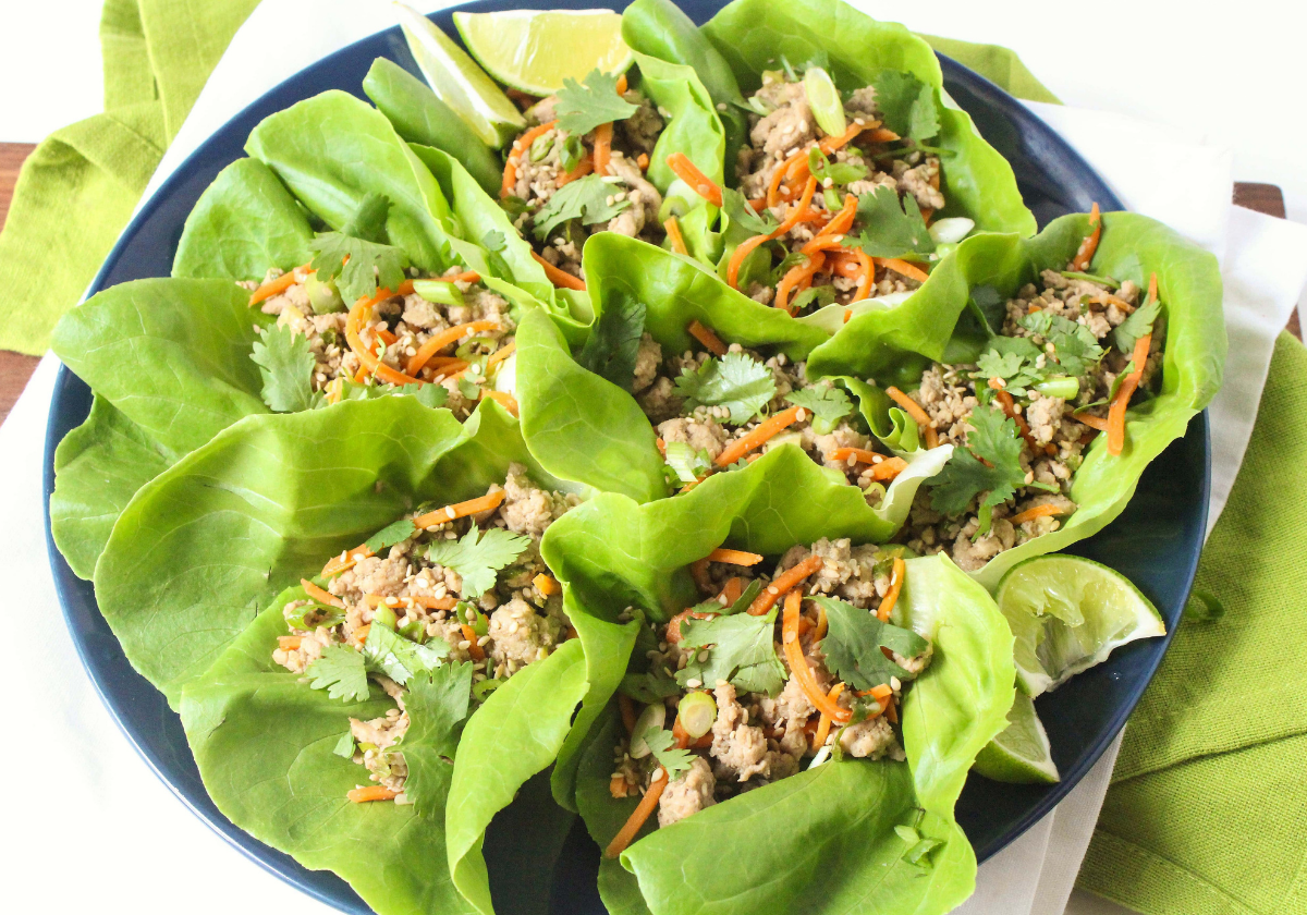 ground turkey lettuce wraps on a plate