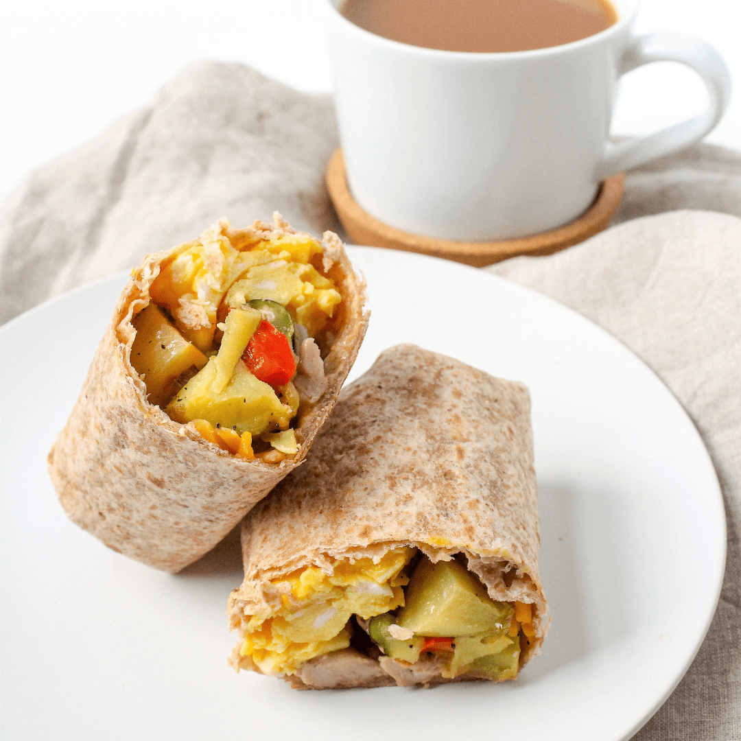 egg burritos with zucchini, potato and more vegetables