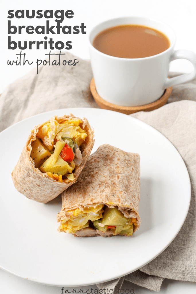 egg and sausage burrito with potatoes