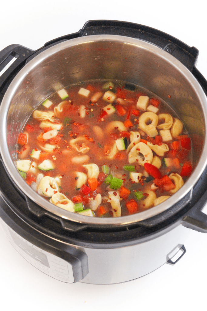 veggie pasta soup in an Instant Pot