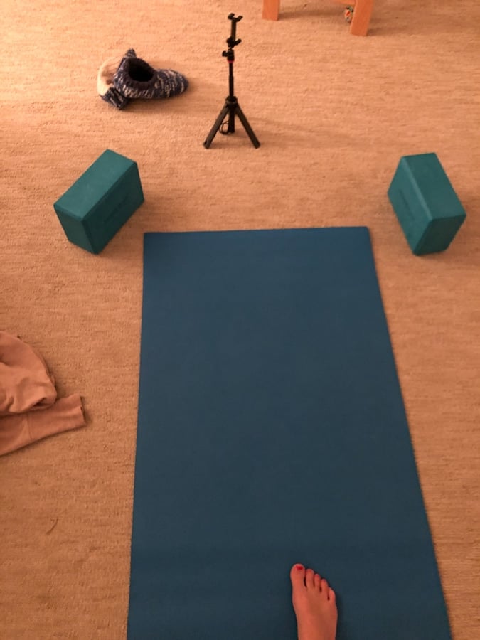 yoga mat on floor of bedroom