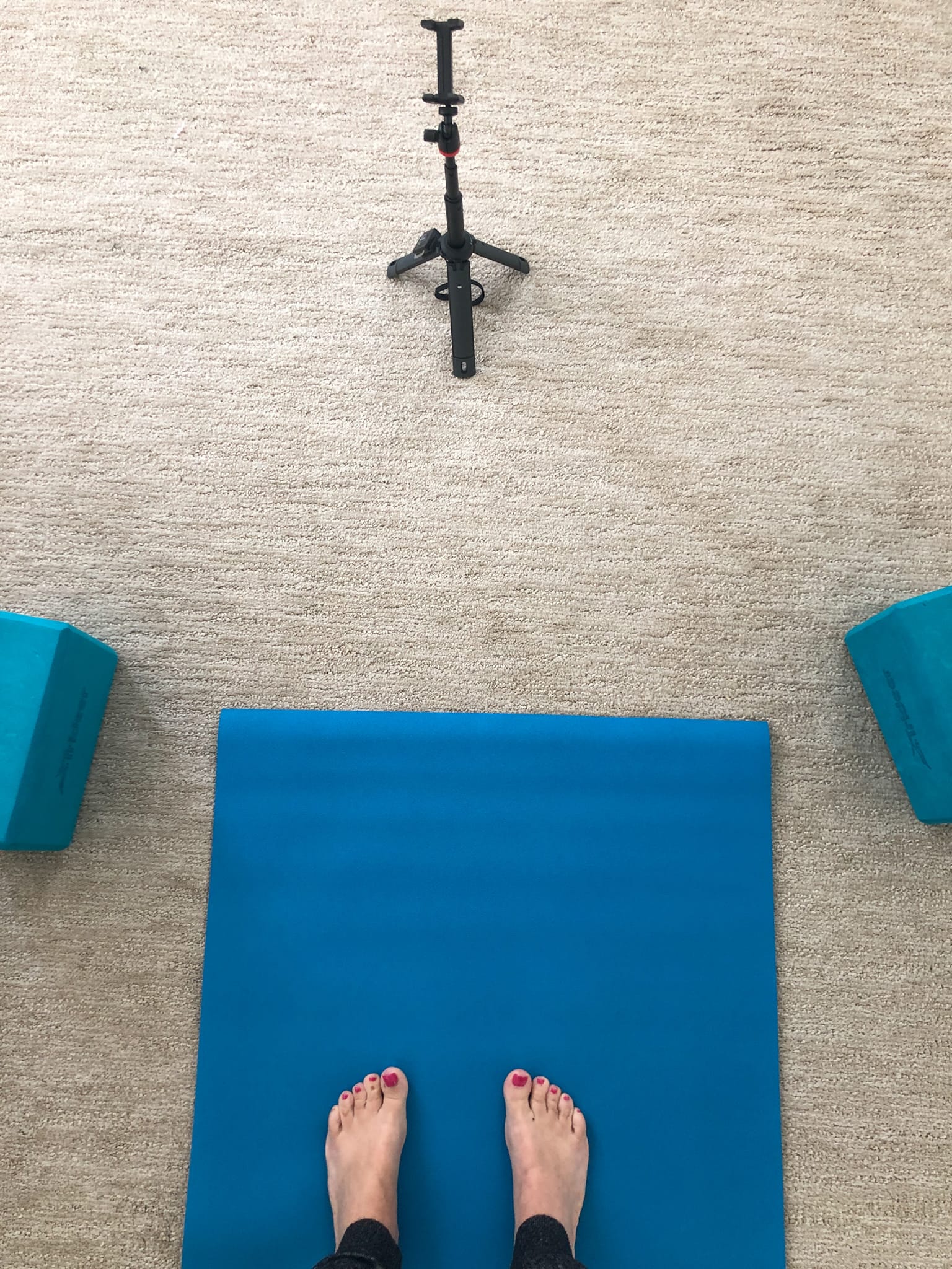 set up for doing yoga at home