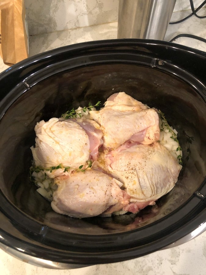raw chicken in the slow cooker
