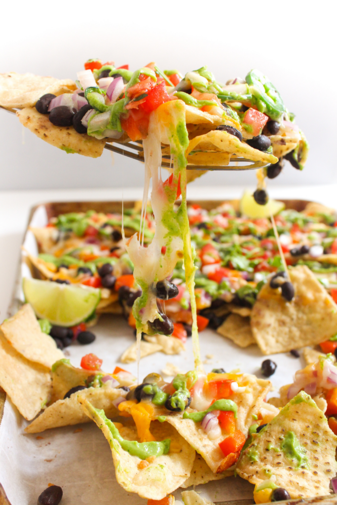 sheet pan loaded veggie nachos