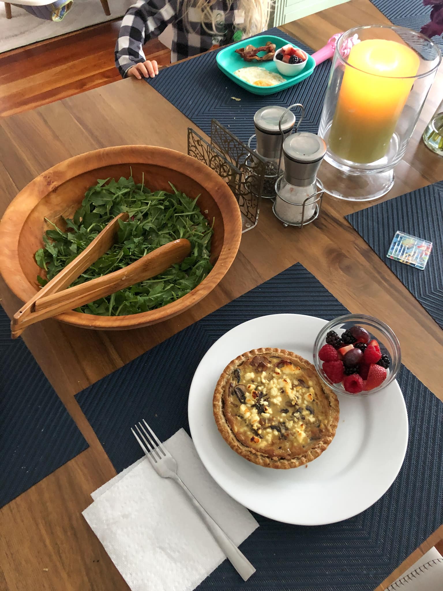 mother's day quiche and salad with berries