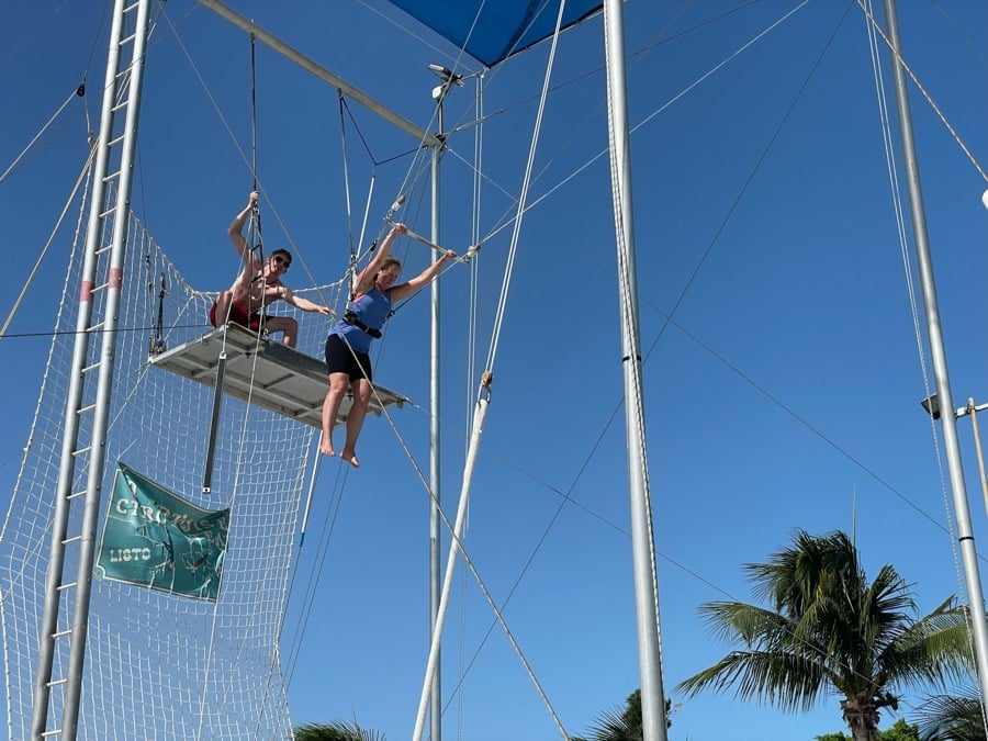 on the trapeze at club med turkoise
