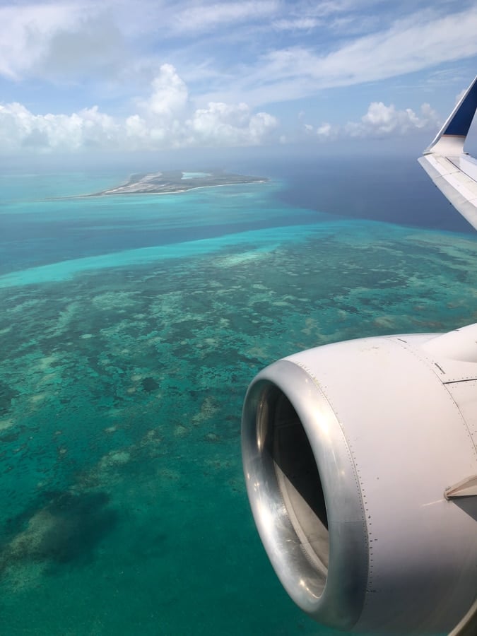 airplane window view turks and caicos
