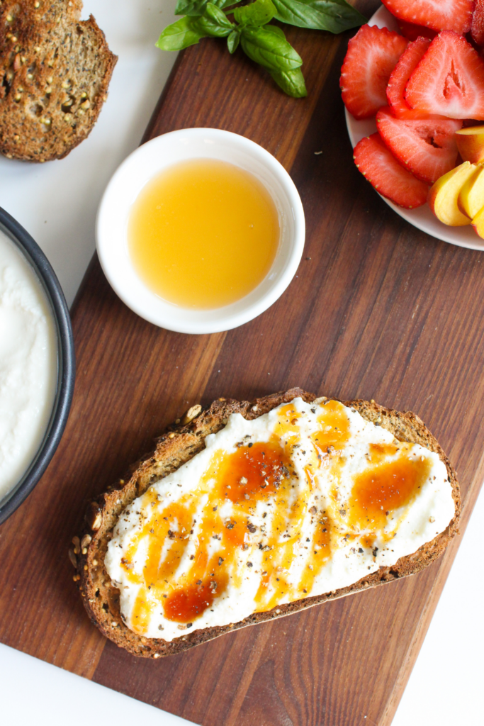 whipped ricotta toast with honey