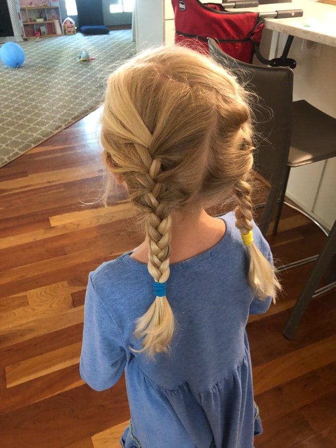 4 year old with two french braids