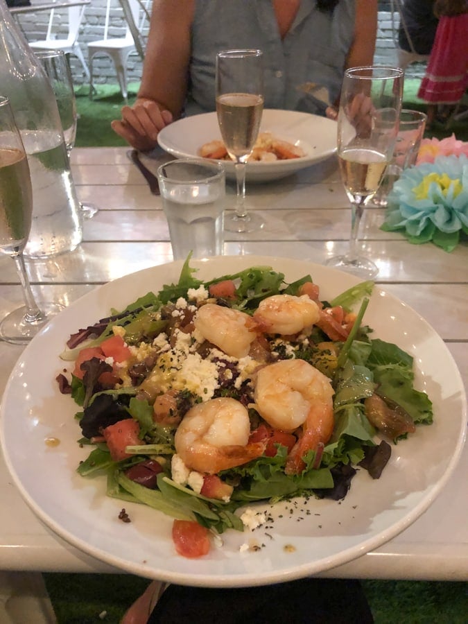 shrimp, watermelon, and feta quinoa salad at cheesetique