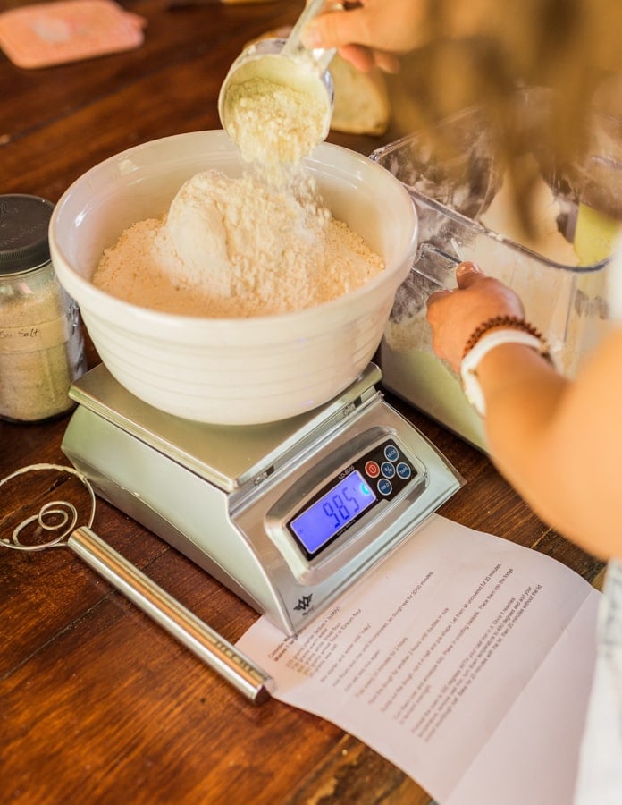 measuring ingredients for sourdough bread