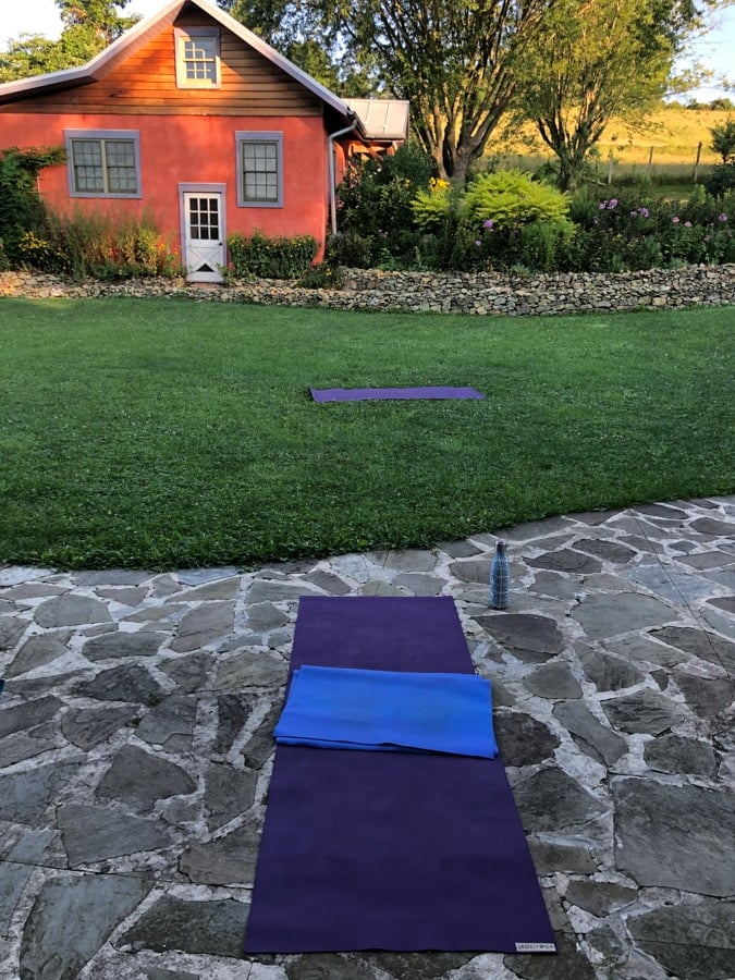yoga mat outside at zigbone farm retreat