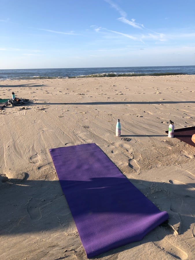 yoga mat on the beach in cape may nj