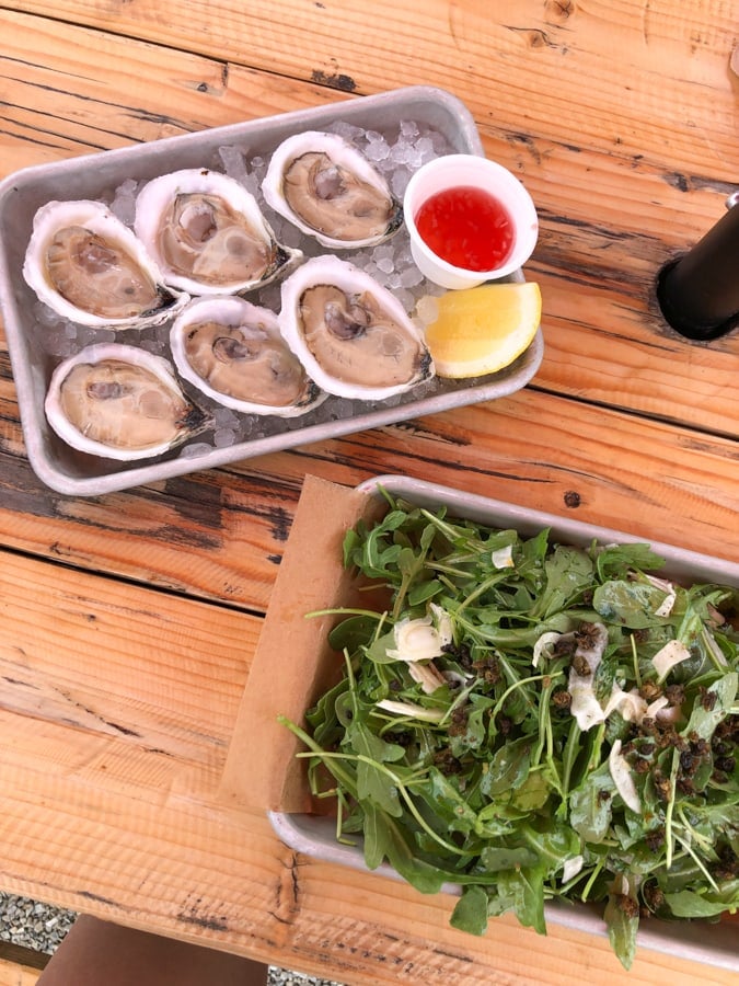 sweet amalia market and kitchen salad and oysters