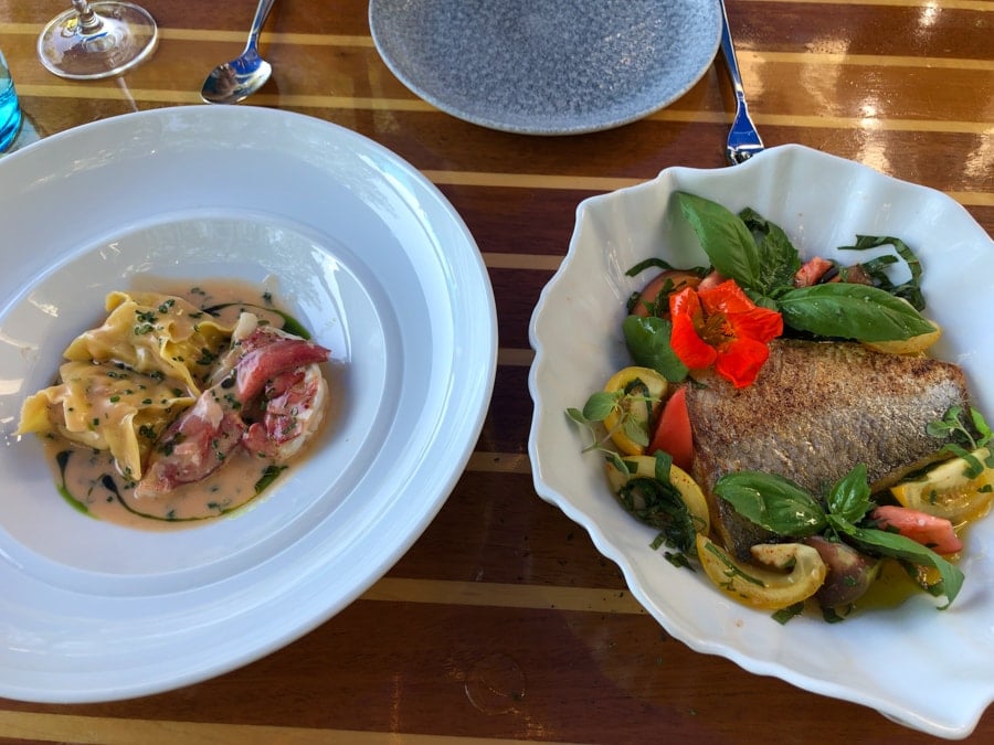 branzino and lobster ravioli from fiola mare