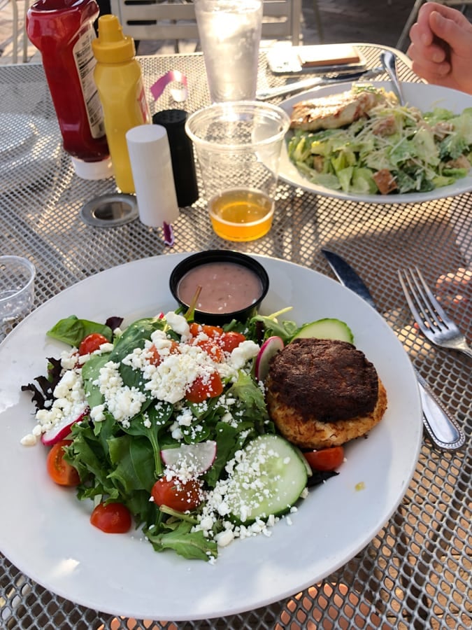 salad with crab cake from nick's riverside grill