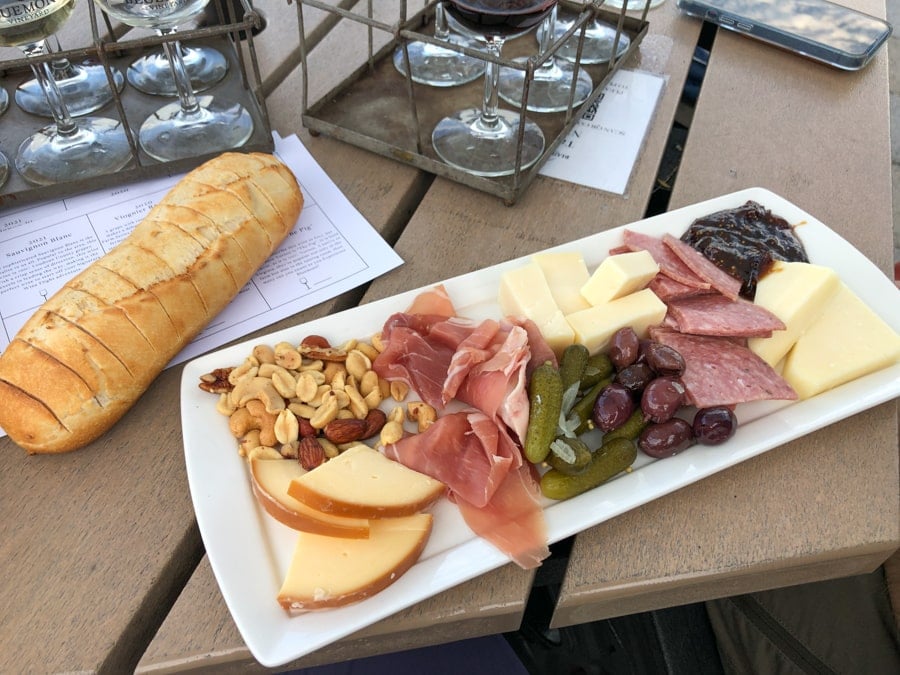 charcuterie plate from bluemont vineyard
